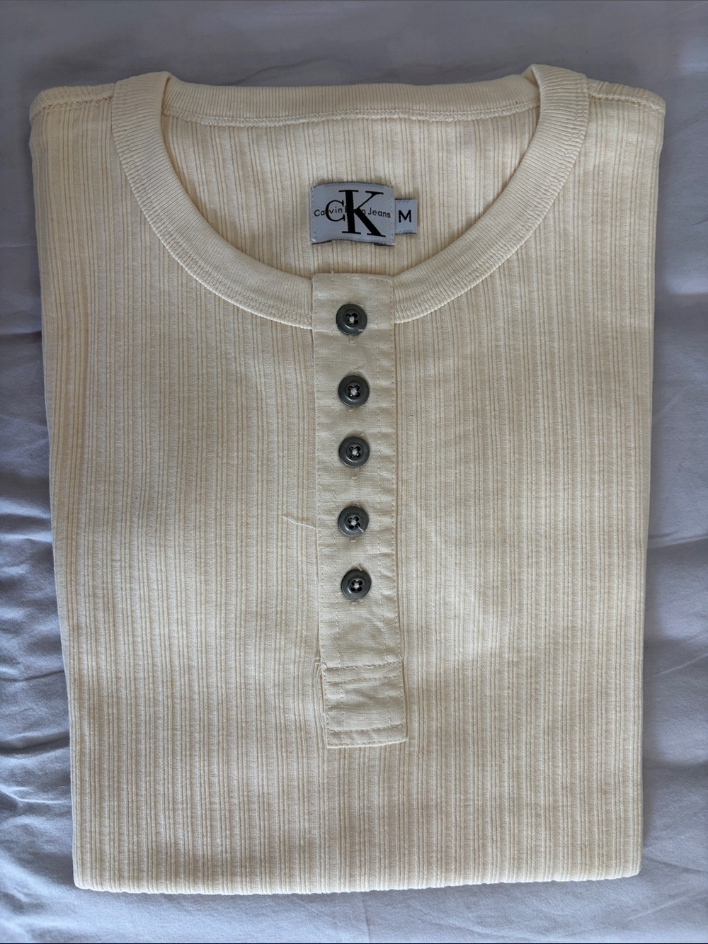 Vintage Calvin Klein Cream Ribbed Henley Top